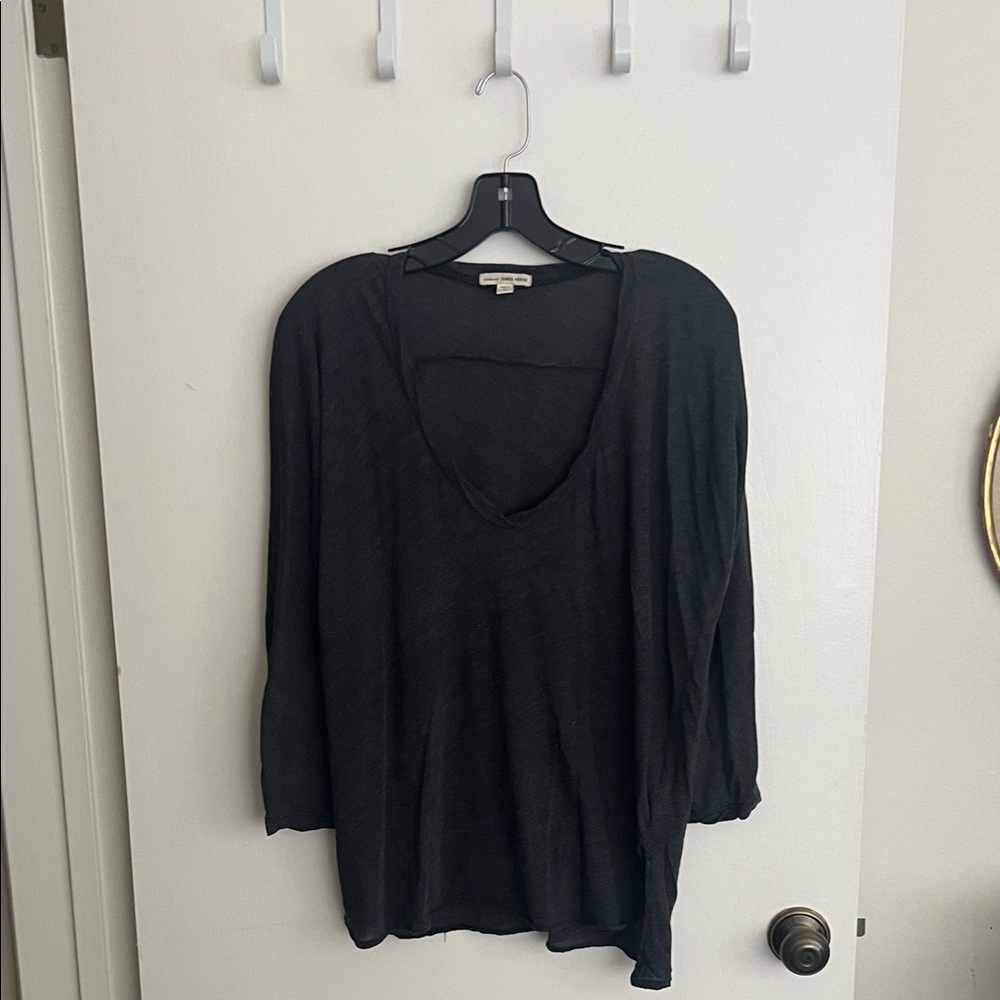 James Perse Charcoal Long Sleeve Women's Tee